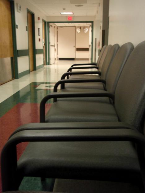 The waiting area in an X-ray unit lies empty