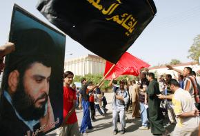 Supporters of Moktada al-Sadr demonstrate in Sadr City