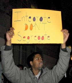 Protesting the co-location of the "Millennium Brooklyn" charter in John Jay High School