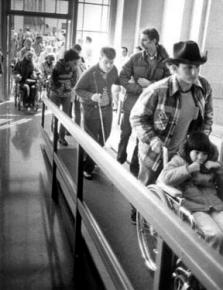 Activists pour into the Federal Building in San Francisco to occupy HEW offices