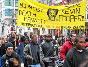 Protesters marching to stop the execution of Kevin Cooper in 2004